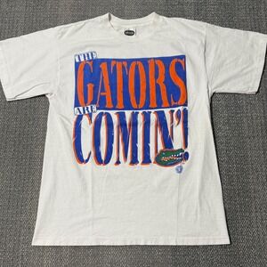 Vintage 90s University of Florida Gators Tee White Large "The Gators Are Coming"